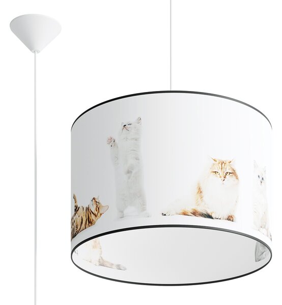 Detské závesné svietidlo Kitty, 1x plastové tienidlo so vzorom, (fi 40cm)