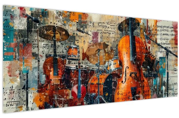 Obraz - Hudobné nástroje (120x50 cm)