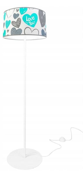 Detská stojacia lampa Heart, 1x biele textilné tienidlo so vzororm, (výber z 2 farieb konštrukcie), o, b