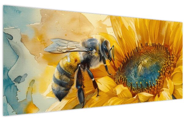 Obraz - Včielka, akvarel (120x50 cm)