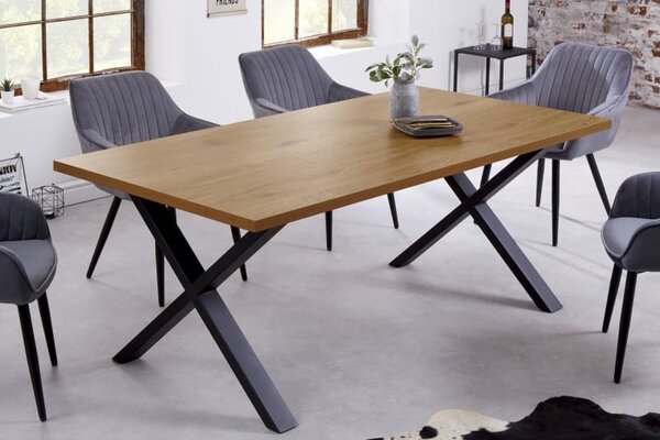 Jedálenský stôl Loft 180cm dub optik rám v tvare X »