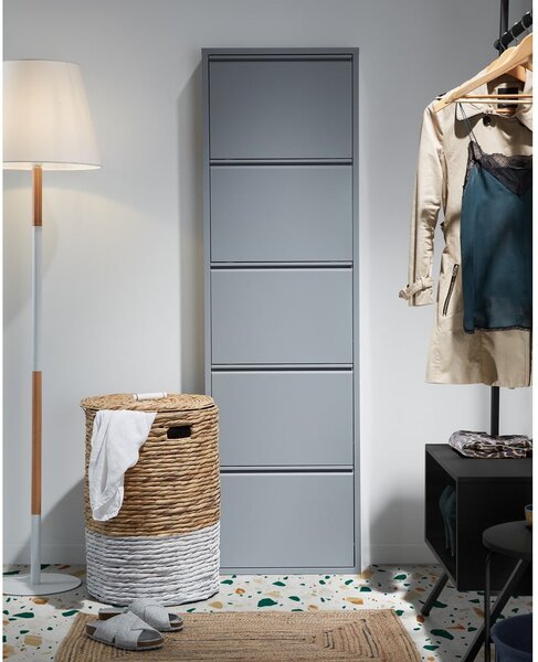 Sivá kovová výklopná skrinka na topánky 50x169x15 cm Ode – Kave Home