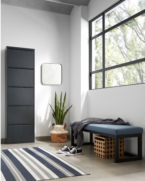 Antracitová kovová výklopná skrinka na topánky 50x169x15 cm Ode – Kave Home