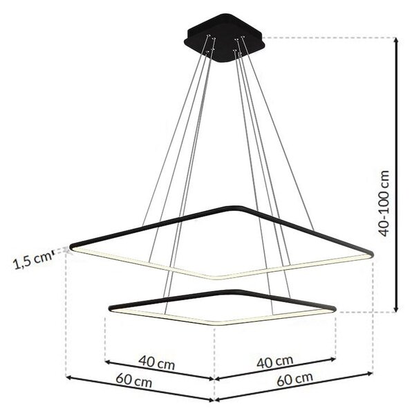 Závesné LED svietidlo Nix, 2x LED 50w, 3000k, b