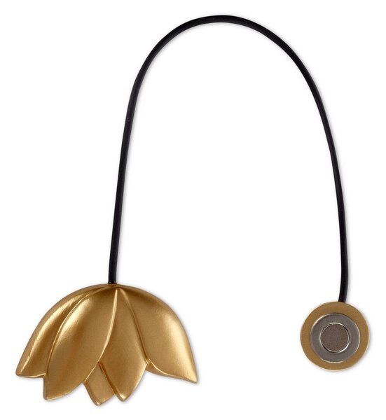 SADA 2KS DEKORAČNÁ SPONA NA ZÁVES TULIP S MAGNETOM 6 X 15 CM ZLATÁ