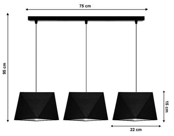 Luster na lanku DIAMENT 3xE27/60W/230V čierna
