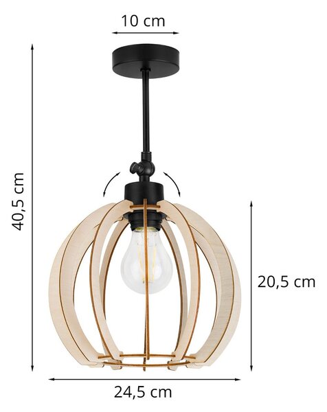 Bodové svietidlo Timber 9, 1x drevené tienidlo
