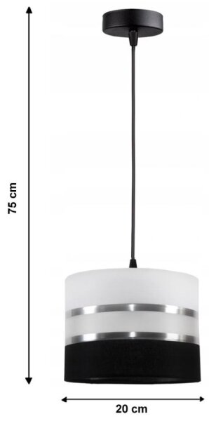 Luster na lanku CORAL 1xE27/60W/230V čiernobiela