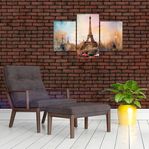 Obraz - Maľba Eiffelovej veže (90x60 cm)