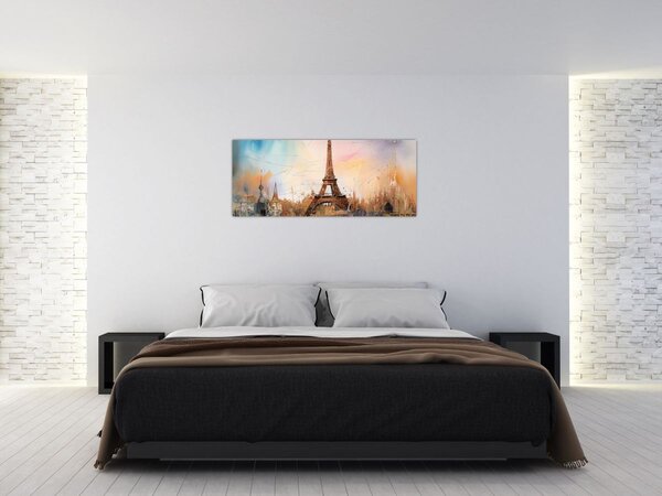 Obraz - Maľba Eiffelovej veže (120x50 cm)