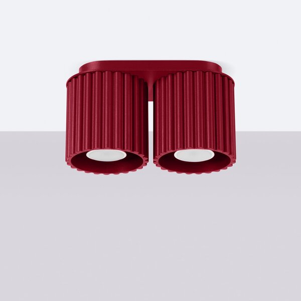 Stropné svietidlo Aura, 2x bordové hliníkové tienidlo, (10 cm)