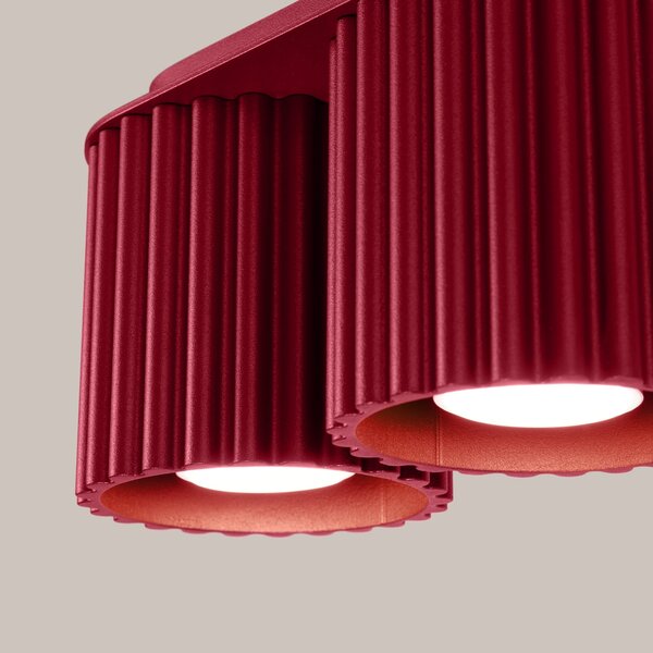 Stropné svietidlo Aura, 2x bordové hliníkové tienidlo, (10 cm)