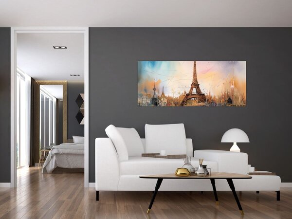 Obraz - Maľba Eiffelovej veže (120x50 cm)