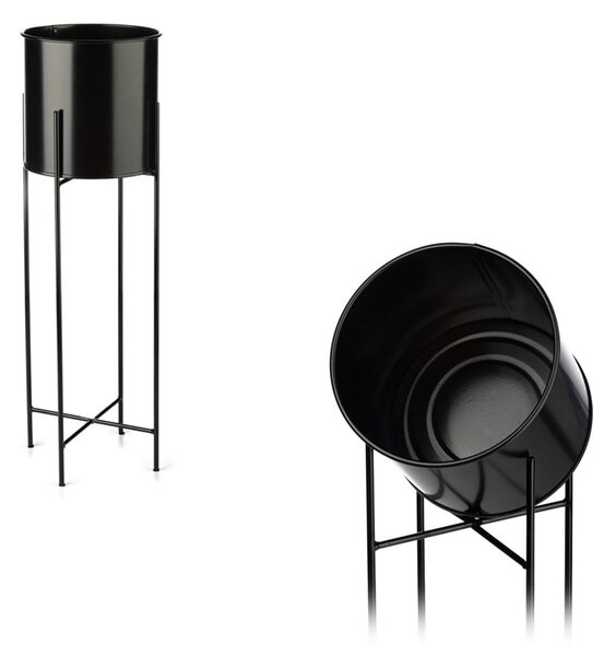 KOVOVÝ KVETINÁČ SO STOJANOM DARK 75X21 CM ČIERNA