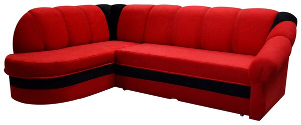 Rohová sedačka s rozkladom a úložným priestorom Belluno L - červená / čierna