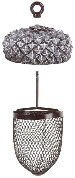 Závesné kŕmidlo pre vtáky Acorn, 30x13,5 cm, kov/polyesterová živica, sivá