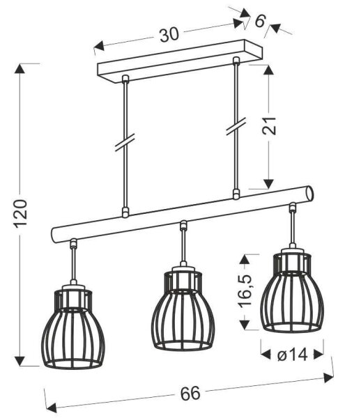 Luster na lanku BERNITA 3xE27/60W/230V