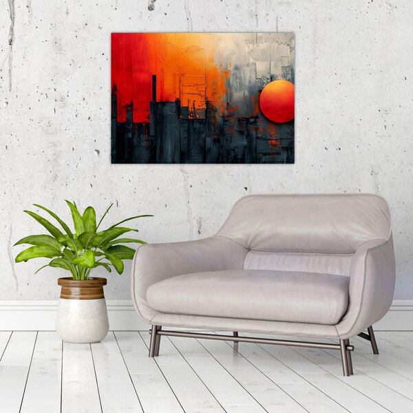 Obraz - Abstraktná maľba mesta (70x50 cm)