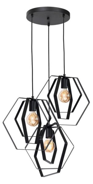 Luster na lanku HEXAGON 3xE27/60W/230V čierna guľatý