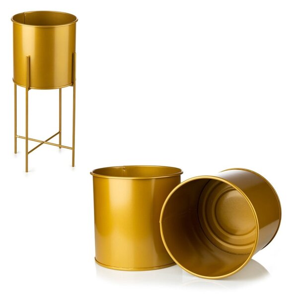 KOVOVÝ KVETINÁČ SO STOJANOM GOLDEN 55X21 CM ZLATÁ