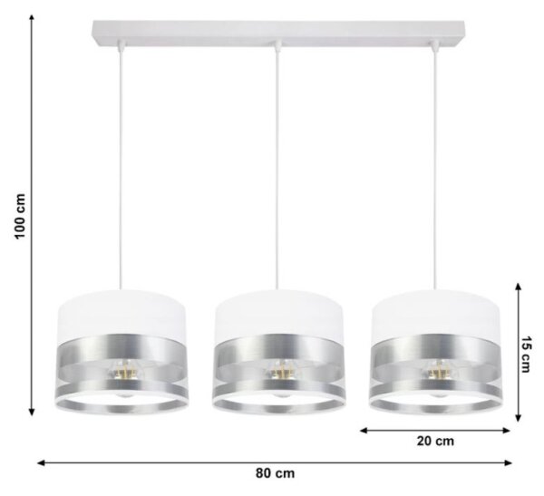 Luster na lanku MILO 3xE27/60W/230V strieborná