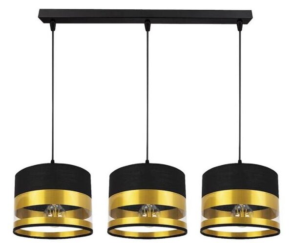 Luster na lanku MILO 3xE27/60W/230V zlatá/čierna