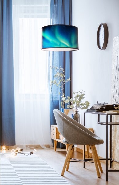 Duolla - Luster na lanku PRINT M 1xE27/40W/230V pr. 35 cm tyrkysová