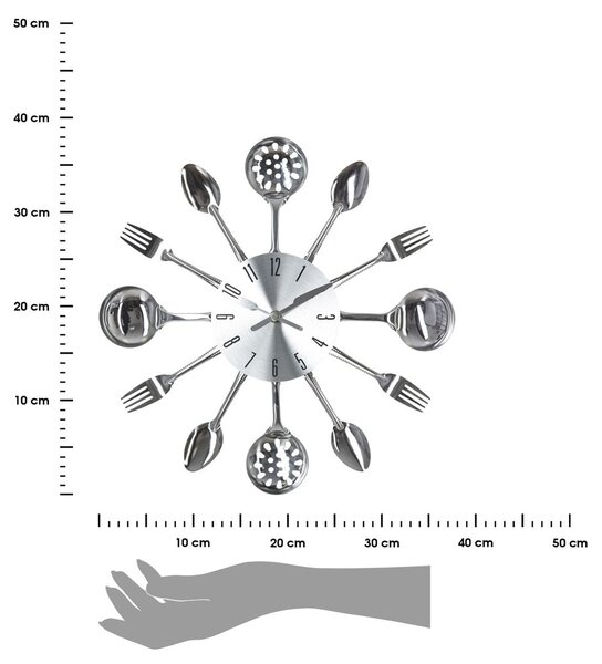 Nástenné hodiny Cutlery, chrómová