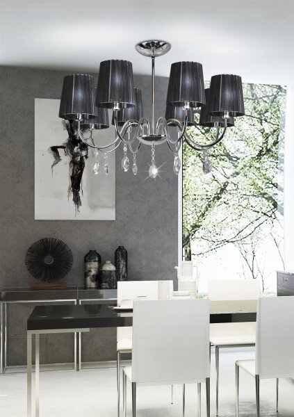 Luster na tyči SORENTO 8xE14/40W/230V čierna