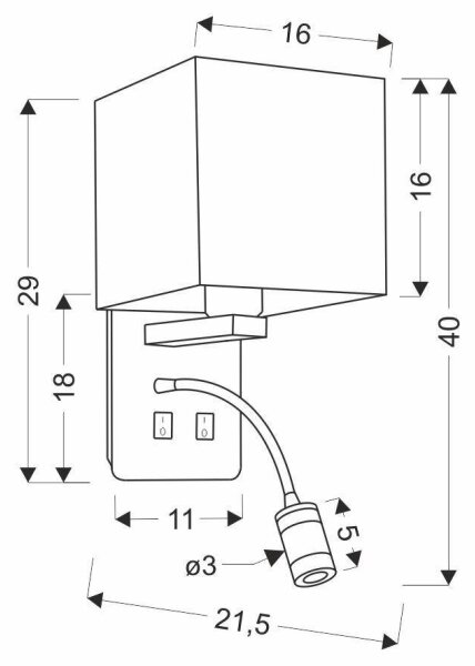 LED Nástenné svietidlo MAGNUM 1xE27/40W/230V + LED/3W biela