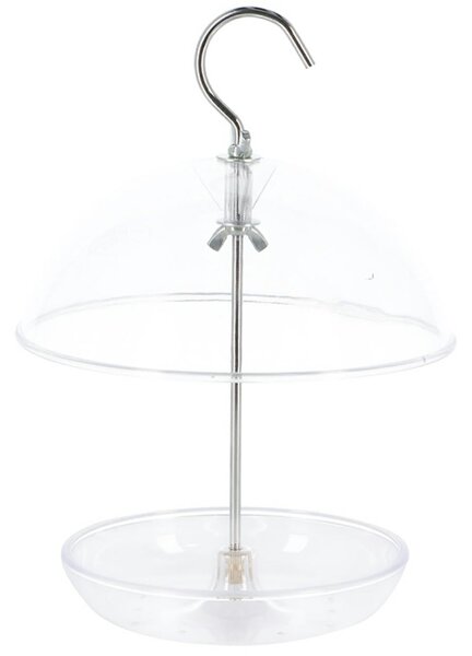 Závesné kŕmidlo pre vtáky Round, 21,5x15,5 cm, plast, transparentná