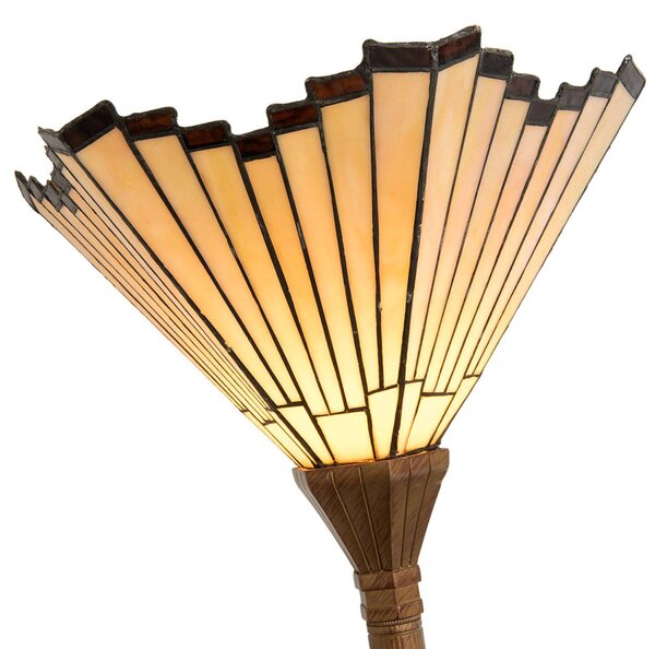 Marla – stojaca lampa v štýle Tiffany, Hnedá / staromosadz, Obývacia izba / jedáleň, Sklo, Tiffany, Stojaca lampa