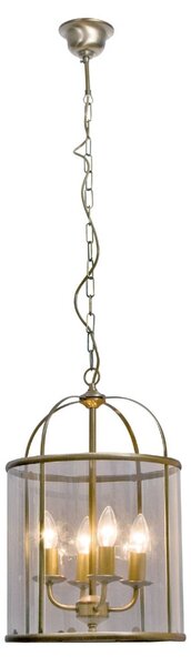 Steinhauer Závesné svietidlo Pimpernel, Ø 32 cm, bronz, číre sklo, Hnedá / staromosadz, Chodba, kov, Starožitný, Závesné svietidlo