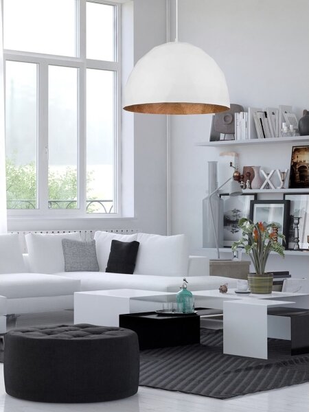 Luster na lanku DIAMENT 1xE27/60W/230V pr. 35 cm biela/medená