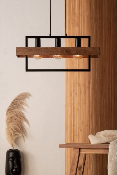 Luster na lanku ROBIN 3xE27/60W/230V drevo