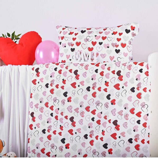 Obliečky detské bavlnené Srdiečka EMI, Detský set 90x130 + 45x65