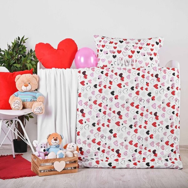 Obliečky detské bavlnené Srdiečka EMI, Detský set 90x130 + 45x65