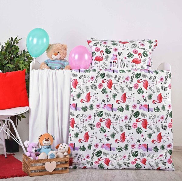 Obliečky detské bavlnené Plameniaky EMI, Detský set 90x130 + 45x65