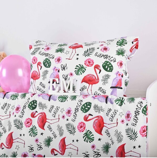 Obliečky detské bavlnené Plameniaky EMI, Detský set 90x130 + 45x65