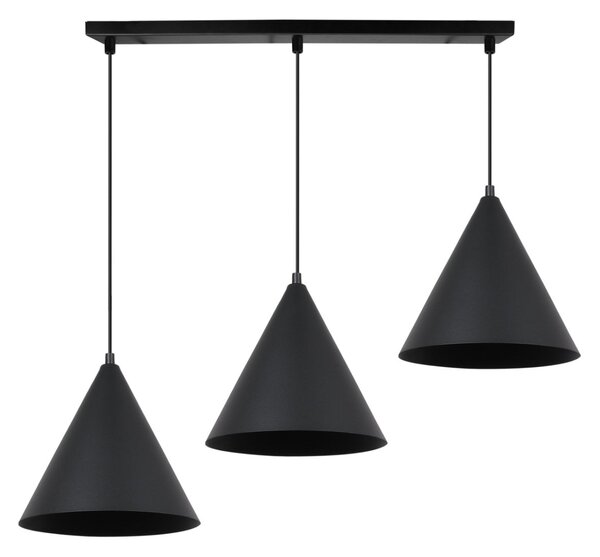 Závesné svietidlo Soho, 3x čierne kovové tienidlo, (fi 25cm)