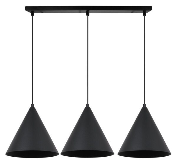 Závesné svietidlo Soho, 3x čierne kovové tienidlo, (fi 25cm)