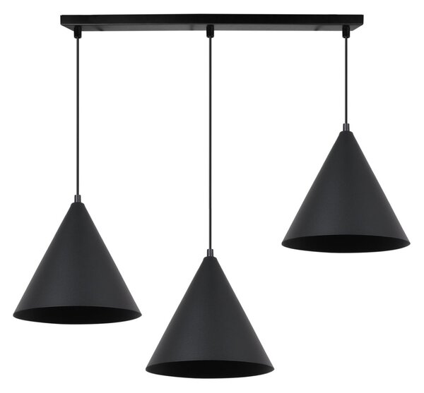 Závesné svietidlo Soho, 3x čierne kovové tienidlo, (fi 25cm)