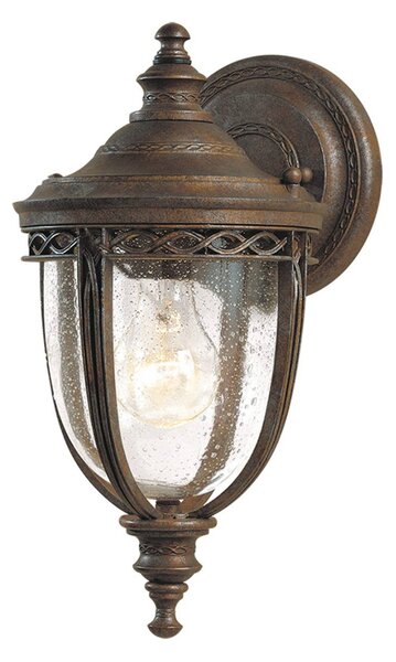 Elstead Nástenná lampa English Bridle, IP44, Ø 16,5 cm, bronzová, Hnedá / staromosadz, kov, Starožitný, Nástenné svietidlo