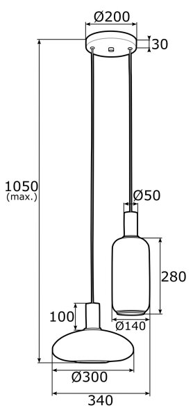 Argon 0896 - Luster na lanku SAGUNTO 2xE27/15W/230V mosadz