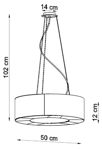 Závesné svietidlo Saturno Slim, 1x čierne textilné tienidlo, (biely plast), (fi 50 cm)