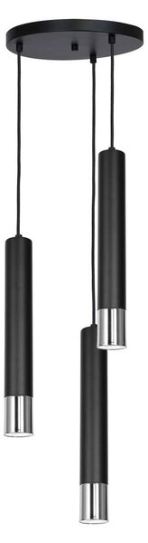 Luster na lanku NEST 3xGU10/8W/230V čierna/lesklý chróm