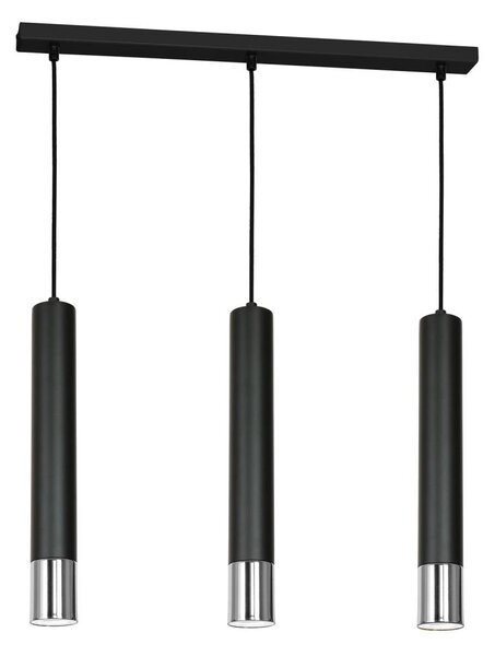 Luster na lanku NEST 3xGU10/8W/230V čierna/lesklý chróm