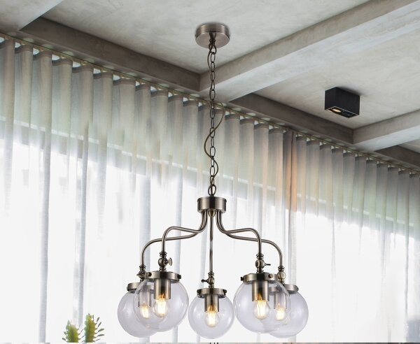 Luster na reťazi BALLET 5xE27/40W/230V matný chróm