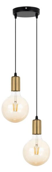 Luster na lanku MIROS 2xE27/60W/230V guľatý čierna/zlatá
