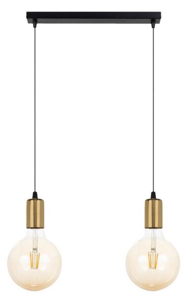Luster na lanku MIROS 2xE27/60W/230V čierna/zlatá